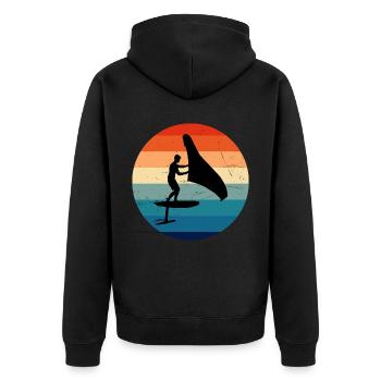 hydrofoil foilwing Herren wingsurf wingfoil - Unisex Premium Bio Zip Hoodie - Schwarz - Hinten - Nico (187cm)
