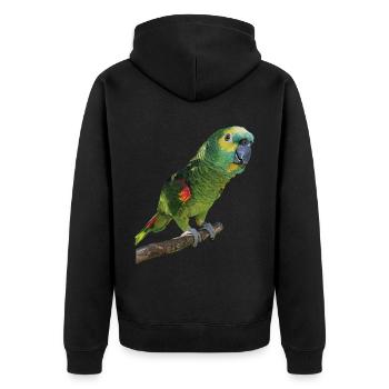 L’amazone à front bleu - Veste à capuche bio Premium Unisexe - noir - Dos - Nico (187cm)