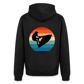Jetskiing Water Sports Women Men Jet Ski - Unisex Premium Organic Zip Hoodie - black - Back - Nico (187cm)