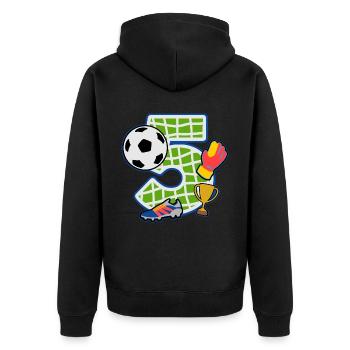 Football 5ème anniversaire numéro 5 - 5 ans - Veste à capuche bio Premium Unisexe - noir - Dos - Nico (187cm)