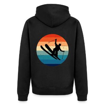 Ski Freestyle Freestyle Ski Damen Slopestyle - Unisex Premium Bio Zip Hoodie - Schwarz - Hinten - Nico (187cm)