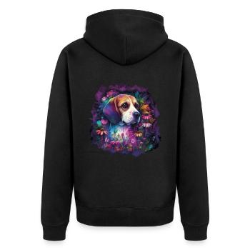 Beagle Beaglemotiv Geschenk - Unisex Premium Bio Zip Hoodie - Schwarz - Hinten - Nico (187cm)