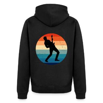 akustische gitarre Guitar Egitarre Damen - Unisex Premium Bio Zip Hoodie - Schwarz - Hinten - Nico (187cm)