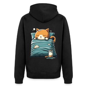 Kawaii Katze schlaf Geschenk - Unisex Premium Bio Zip Hoodie - Schwarz - Hinten - Nico (187cm)