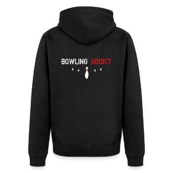 Bowling addict - Unisex Premium Organic Zip Hoodie - black - Back - Nico (187cm)