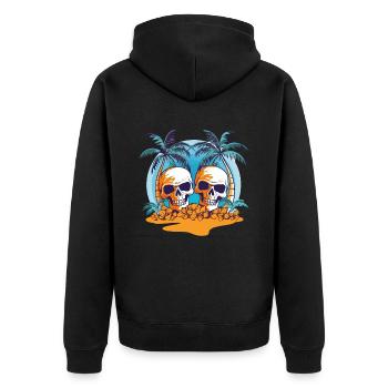 Summer Sun Palm Trees Skull Beach Sea Holiday - Unisex Premium Organic Zip Hoodie - black - Back - Nico (187cm)
