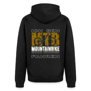 Ich Geh Mountainbike Fahren Radfahrer MTB Bike - Unisex Premium Bio Zip Hoodie - Schwarz - Hinten - Nico (187cm)