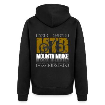 Ich Geh Mountainbike Fahren Radfahrer MTB Bike - Unisex Premium Bio Zip Hoodie - Schwarz - Hinten - Nico (187cm)