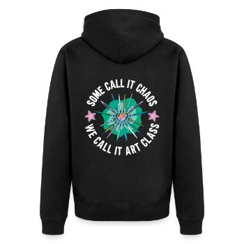 Art Teacher Funny Saying Art Course Art Class - Unisex Premium Organic Zip Hoodie - black - Back - Nico (187cm)
