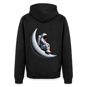Astronaut in the crescent moon - Unisex Premium Organic Zip Hoodie - black - Back - Nico (187cm)
