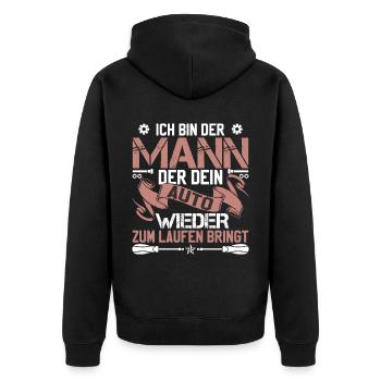 Lustige Automechaniker Geschenke Schrauber - Unisex Premium Bio Zip Hoodie - Schwarz - Hinten - Nico (187cm)