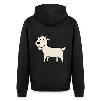 Mountain Goat Comic Animal - Unisex Premium Organic Zip Hoodie - black - Back - Nico (187cm)
