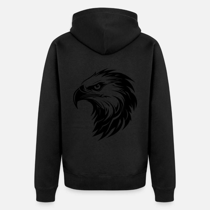 Adler Kopf Greifvogel Silhouette - Unisex Premium Bio Zip Hoodie - Schwarz
