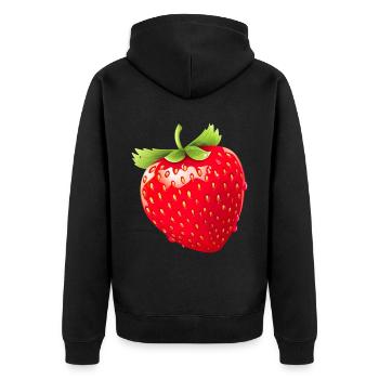 Erdbeere Erdbeeren für einen Erdbeer Liebhaber - Unisex Premium Bio Zip Hoodie - Schwarz - Hinten - Nico (187cm)