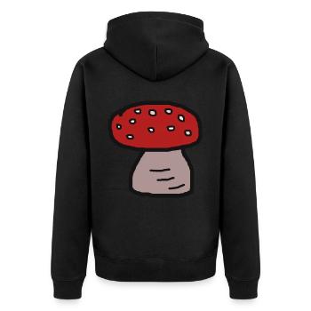 Fliegenpilz Pilze Herbst r Giftig Glücksbringer - Unisex Premium Bio Zip Hoodie - Schwarz - Hinten - Nico (187cm)