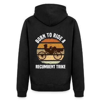 Velomobil | Recumbent Trike Triker Sport Geschenk - Unisex Premium Bio Zip Hoodie - Schwarz - Hinten - Nico (187cm)