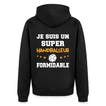 Super Handballeur Formidable Handball Humour - Veste à capuche bio Premium Unisexe - noir - Dos - Nico (187cm)