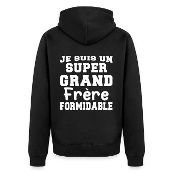 Je Suis Un Grand Frère Formidable - Cadeau - Veste à capuche bio Premium Unisexe - noir - Dos - Nico (187cm)