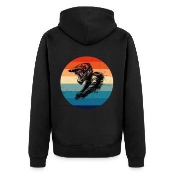 Herren Mountainbiker Mountainbike Radfahren - Unisex Premium Bio Zip Hoodie - Schwarz - Hinten - Nico (187cm)