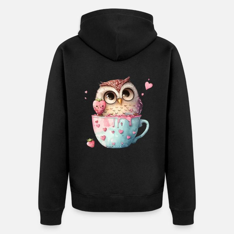 Eule Eulen - Unisex Premium Bio Zip Hoodie - Schwarz