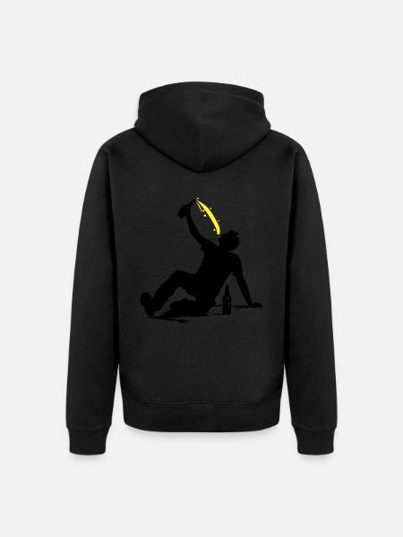 Drinking Bier Silhouette - Unisex Premium Bio Zip Hoodie - Schwarz