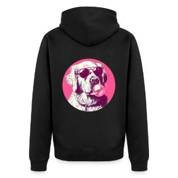 Golden Retriever mit Sonnenbrille und Kaugummi - Unisex Premium Bio Zip Hoodie - Schwarz - Hinten - Nico (187cm)