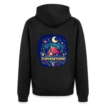 Abenteuer - Unisex Premium Bio Zip Hoodie - Schwarz - Hinten - Nico (187cm)