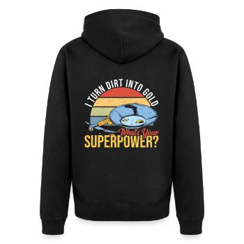 Gold Panner Flakes Gold Miner Gold Digger Kostüm - Unisex Premium Bio Zip Hoodie - Schwarz - Hinten - Nico (187cm)