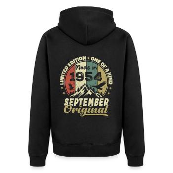 1954 - Im September 1954 werden die Legenden geboren - Unisex Premium Bio Zip Hoodie - Schwarz - Hinten - Nico (187cm)