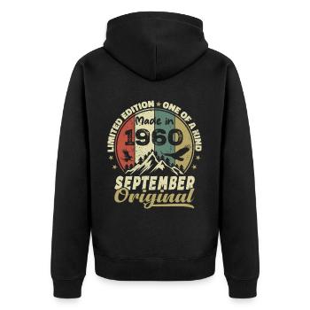 1960 - Les légendes sont nées en septembre 1960 - Veste à capuche bio Premium Unisexe - noir - Dos - Nico (187cm)
