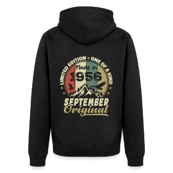 1956 - Im September 1956 werden die Legenden geboren - Unisex Premium Bio Zip Hoodie - Schwarz - Hinten - Nico (187cm)
