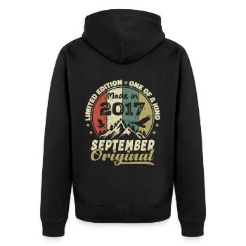 2017 - Legends are born in September 2017 - Unisex Premium Organic Zip Hoodie - black - Back - Nico (187cm)