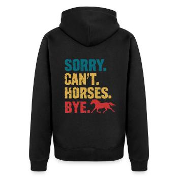 Pferd Pferde Reiten Pferdereiten Sprungreiten - Unisex Premium Bio Zip Hoodie - Schwarz - Hinten - Nico (187cm)