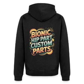 Bionic Hip Part Custom Parts 7 - Unisex Premium Bio Zip Hoodie - Schwarz - Hinten - Nico (187cm)