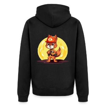 Firefighter Nutkin - Unisex Premium Organic Zip Hoodie - black - Back - Nico (187cm)