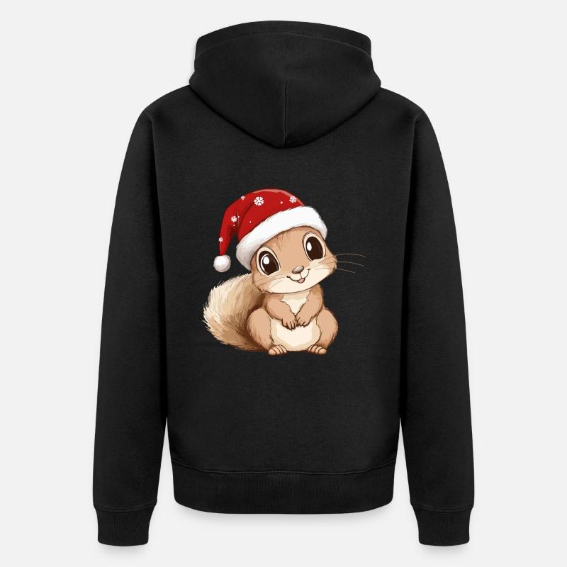 Écureuil Noël mignon Noël mignon - Veste à capuche bio Premium Unisexe - noir