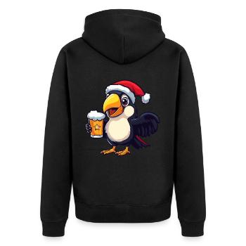 Tukan Vogel Weihnachten Bier Lustig - Unisex Premium Bio Zip Hoodie - Schwarz - Hinten - Nico (187cm)