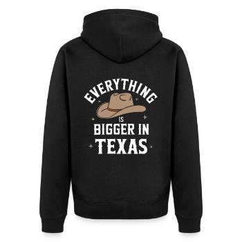 Texas State Texans Texas - Unisex Premium Organic Zip Hoodie - black - Back - Nico (187cm)