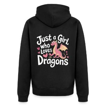 Dragon Mystic Dragon Fantasy - Unisex Premium Organic Zip Hoodie - black - Back - Nico (187cm)