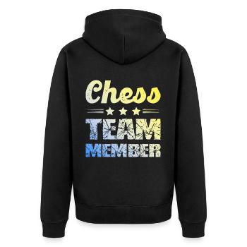 Chess Team - Unisex Premium Organic Zip Hoodie - black - Back - Nico (187cm)