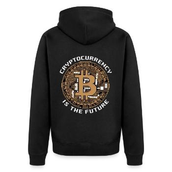 Cryptocurrency Is The Future 8 - Unisex Premium Bio Zip Hoodie - Schwarz - Hinten - Nico (187cm)