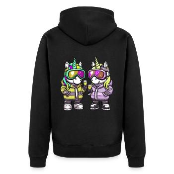 Einhorn Team Ski - Unisex Premium Bio Zip Hoodie - Schwarz - Hinten - Nico (187cm)