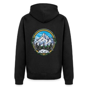 Eisberge Bergsteigen Schild - Unisex Premium Bio Zip Hoodie - Schwarz - Hinten - Nico (187cm)