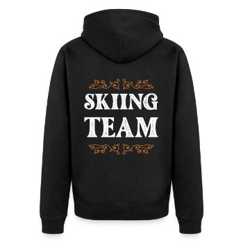Skiing Crew - Unisex Premium Bio Zip Hoodie - Schwarz - Hinten - Nico (187cm)