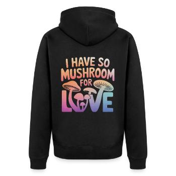 Pilz Pilze Funghi Champignon - Unisex Premium Bio Zip Hoodie - Schwarz - Hinten - Nico (187cm)