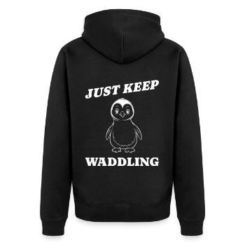 Pinguin monochrome retro Geschenkidee - Unisex Premium Bio Zip Hoodie - Schwarz - Hinten - Nico (187cm)