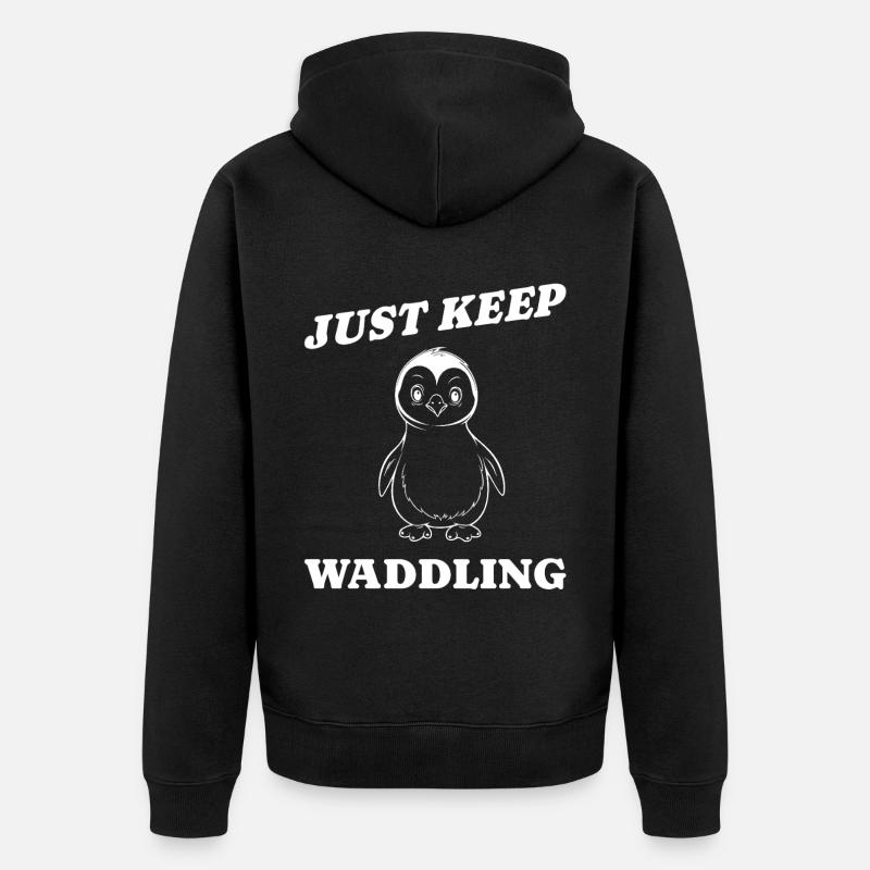 Idée cadeau rétro monochrome pingouin - Veste à capuche bio Premium Unisexe - noir