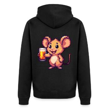 Mouse Pixel Beer - Unisex Premium Organic Zip Hoodie - black - Back - Nico (187cm)