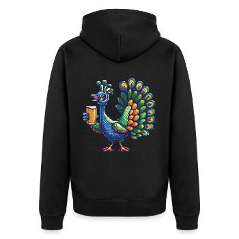 Bière Peacock Bird Pixel - Veste à capuche bio Premium Unisexe - noir - Dos - Nico (187cm)