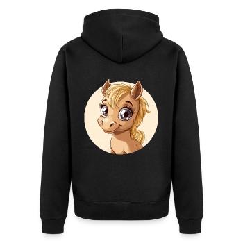 Poney heureux - Veste à capuche bio Premium Unisexe - noir - Dos - Nico (187cm)